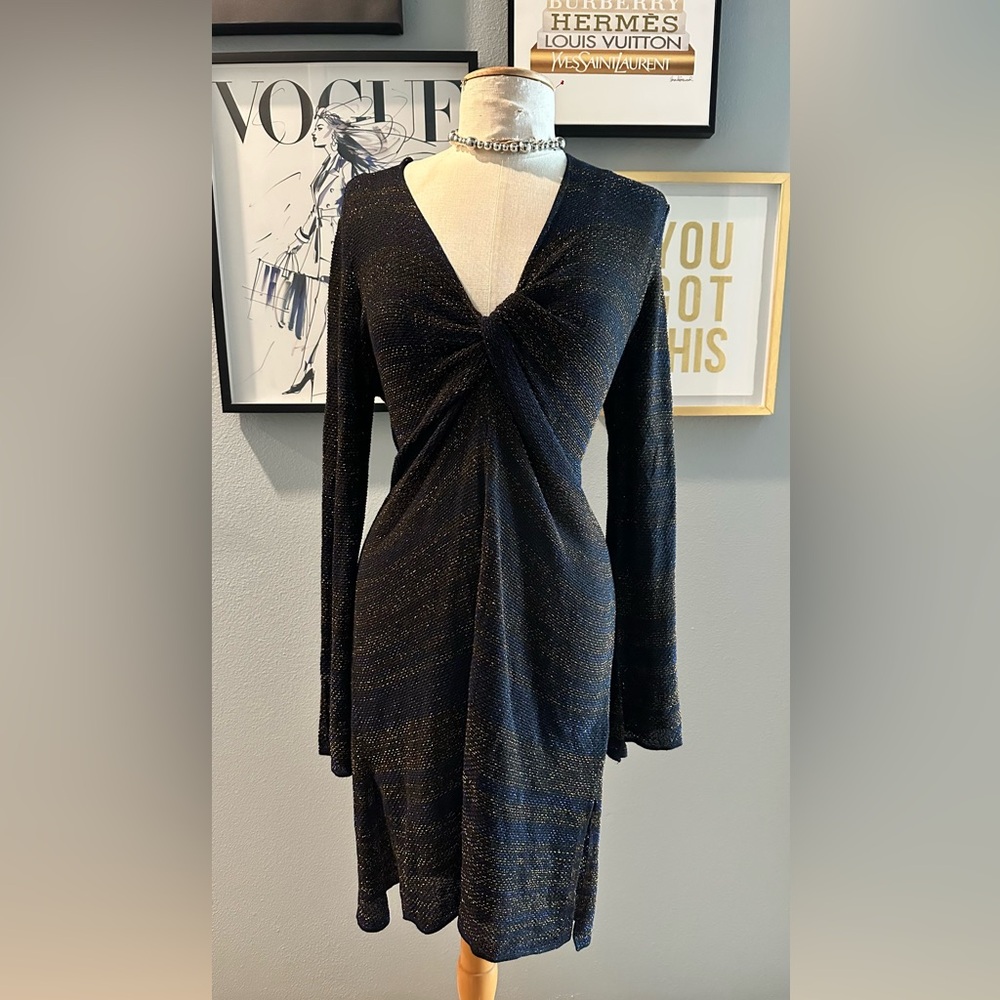 Zara Black and Gold Long Sleeve Dress